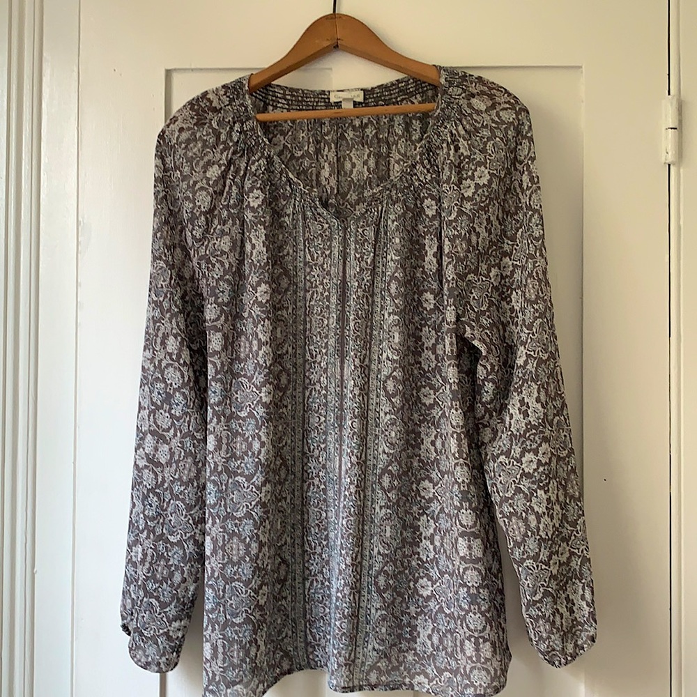 Garnet Hill Boho silk floral tunic blouse